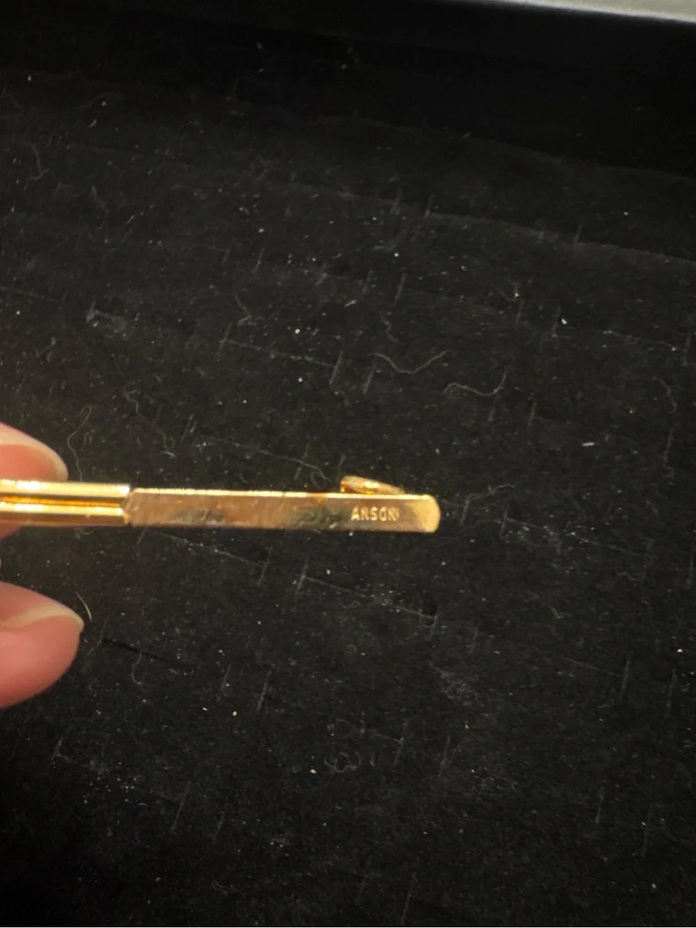 Vintage ANSON Gold Tone Double End Collar Pin Bar Men’s Dress Accessory
